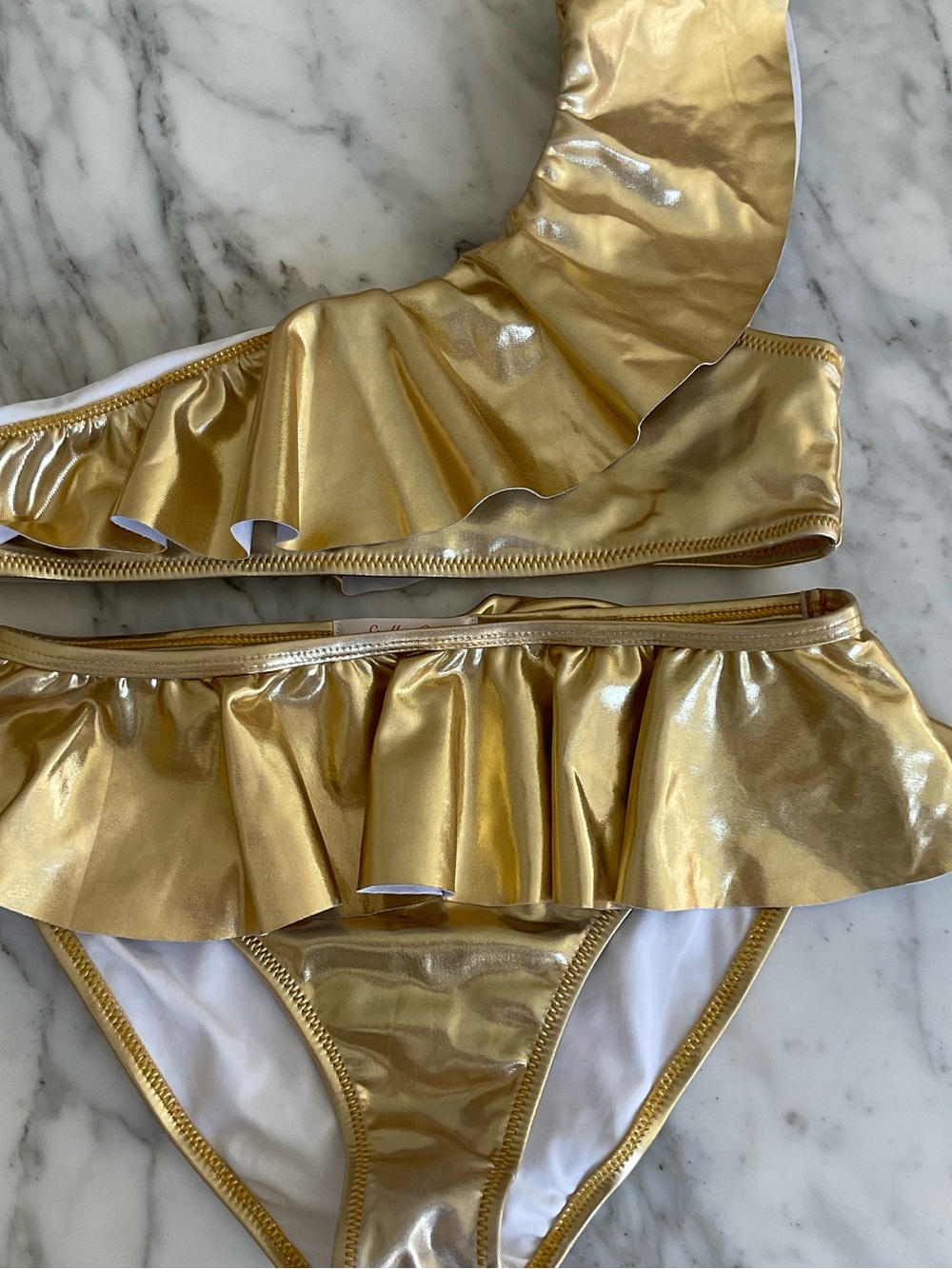 Stella Cove Gold Ruffle Kids Bikini
